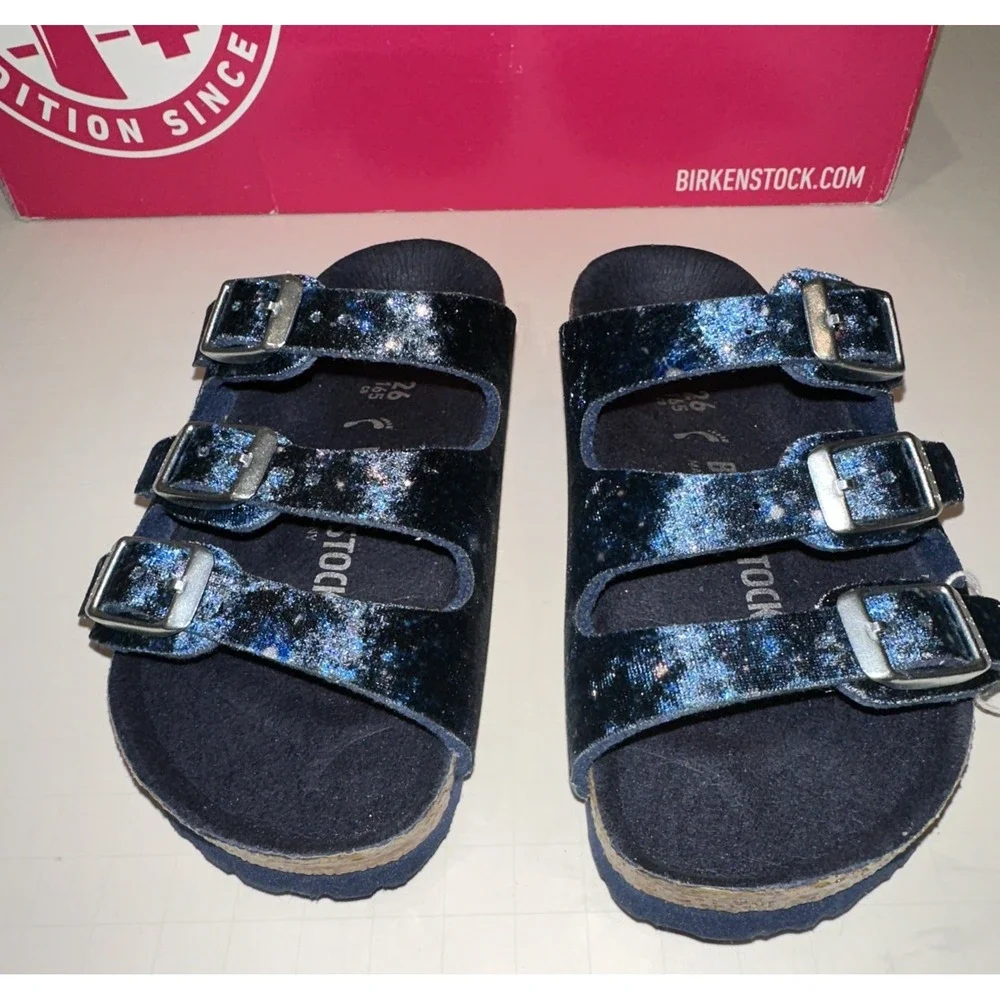 Birkenstock Kids EU 26 US 8 Florida Sandals Velvet Milky‎ Way Blue Narrow Fit